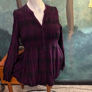 Torrid Purple & Black Plaid Button-Up Blouse Plus Size 1